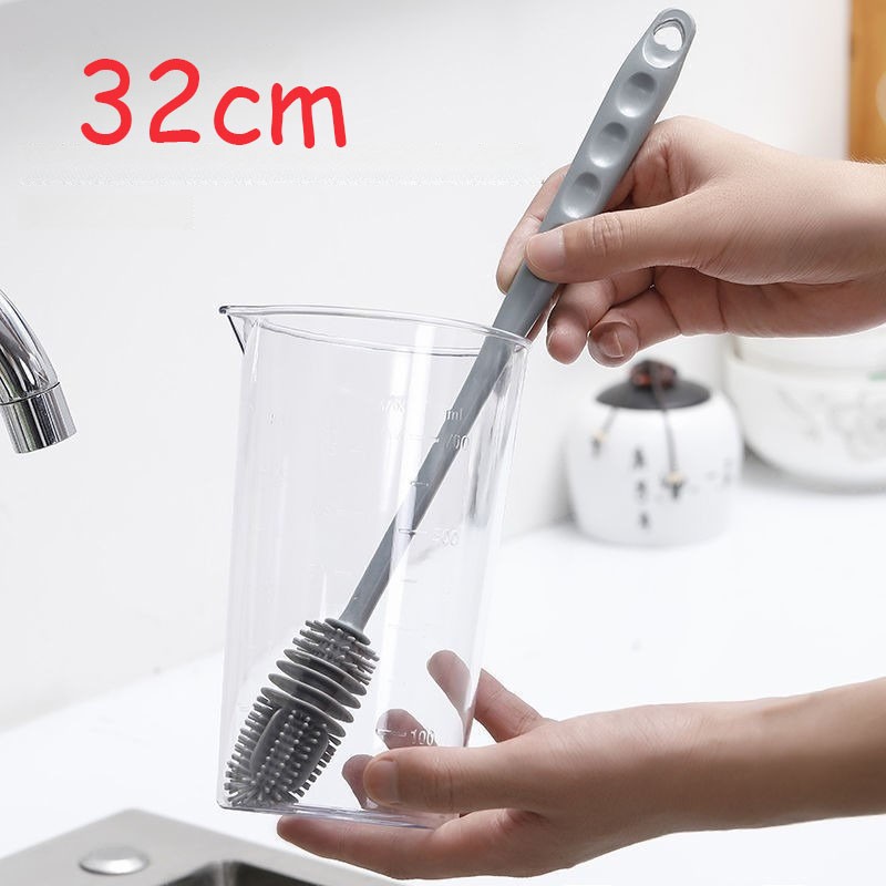 360 Degrees Rotate Foldable Long Handle Cups Brush Silicone Soft Bristle Cleaning Brush Kitchen Tools  Multi-Functional Household Baby Bottle Brush