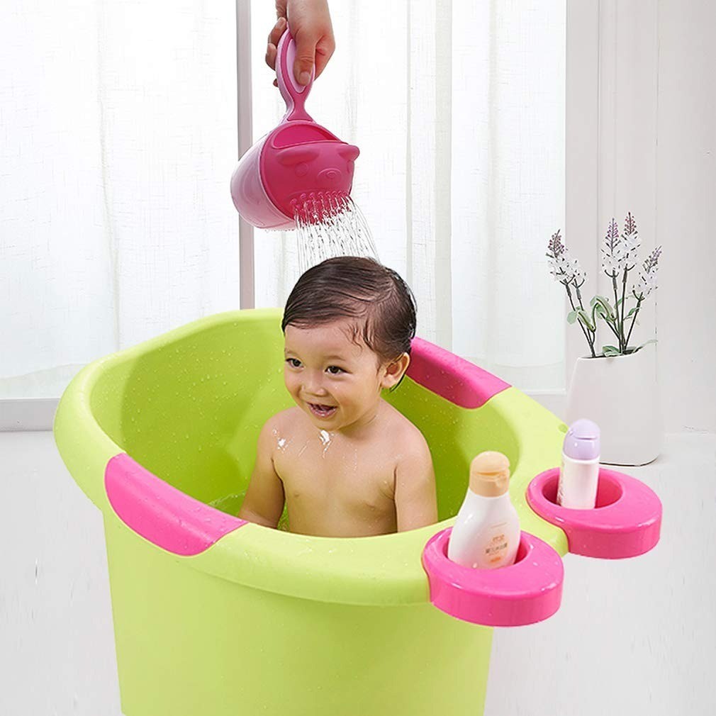 Newborn Wash Hair Shower Spoon Child Handheld Safty Shampoo Cup ute Baby Bath Mug Shampoo Cup Baby Plastic Cartoon Bear Shape Bath Rinse Shower cup