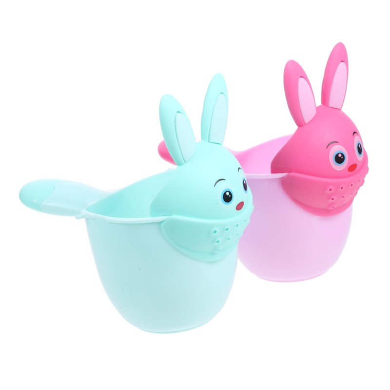 Cute Cartoon Rabbit Baby Bath Cup Kids Wash Hair Shower Shampoos Rinse Cup Multifunctional Sprinkler Baby Hair Bath Shampoos Rinse Bath Rinser with Handle