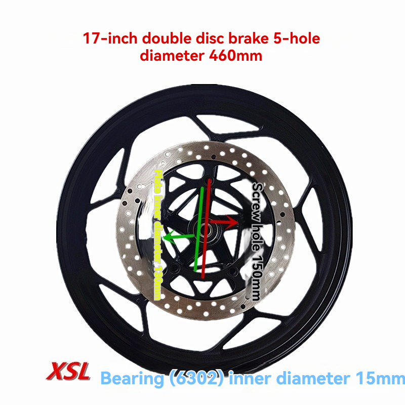 Motorcycle Sports Car 17-Inch Double Disc Brake Front And Rear Wheel Hub Steel Rim  Horizon Ninja Aluminum Wheel Fujilong Northern Lights