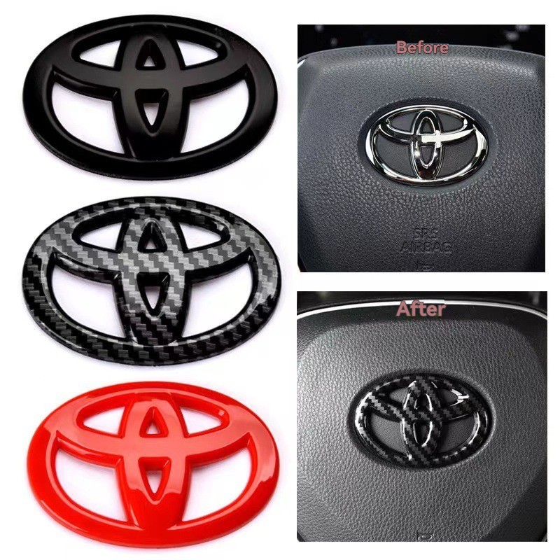 Toyota Modified Covered Steering Wheel Badge Auto Interior Accessories 6.5cm*4.5cm  Carbon Fiber Car Sticker Steering Wheel Emblem Logo Badge Decals