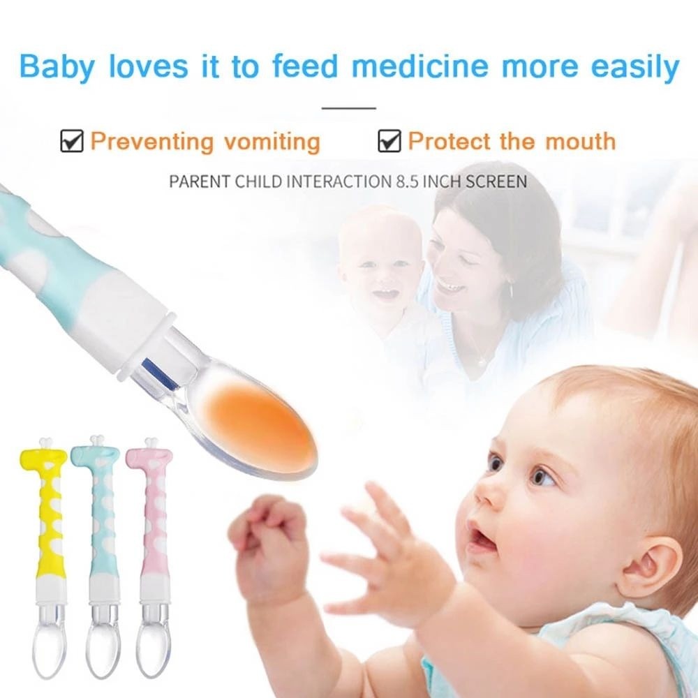 Cute Cartoon Deer Baby Silicone Spoon Soft Head Spoon Soup Baby Boy Girl Feeding Tableware Safe Non-toxic Anti-slip Baby Spoon for Training